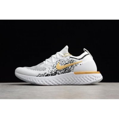 Nike Erkek Epic React Flyknit Beyaz / Siyah / Altın Koşu Ayakkabısı Türkiye - YUB35GXB